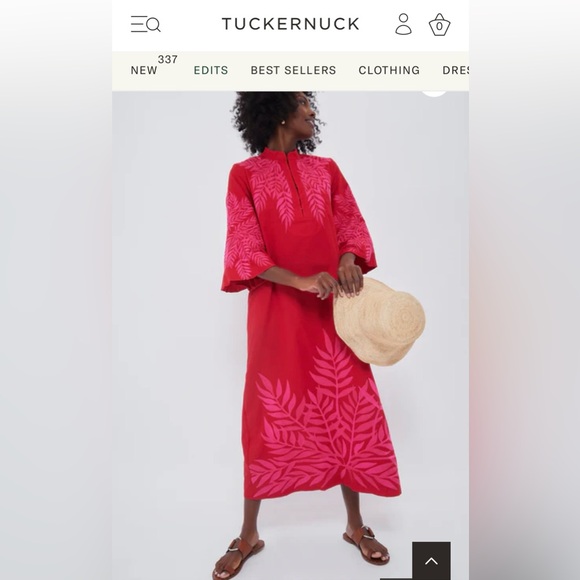 TUCKERNUCK X INDIA HICKS
Scarlet and Hot Pink Embroidered Windermere Caftan - Picture 4 of 6